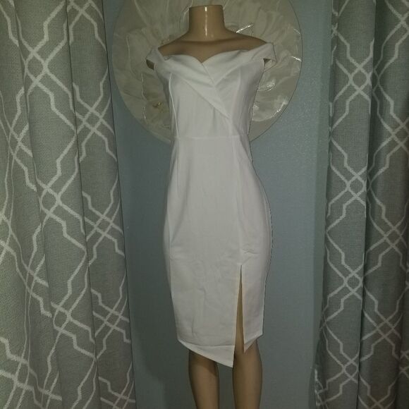 NWT Off The Shoulder Dresses Wedding Guest Cocktail Party Bodycon Split … - Picture 13 of 16